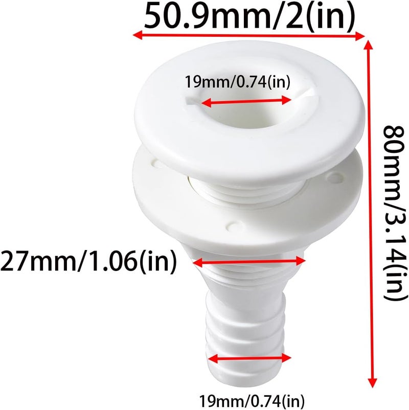 CROSSBODY 2 Pcs Thru Hull Fitting – Plastic Through Hull Connector, Straight Thru Hull Fittings for Boats, Bilge Pump Drain Vent Hose for Yacht, Sail, RV, and Truck - Image 3